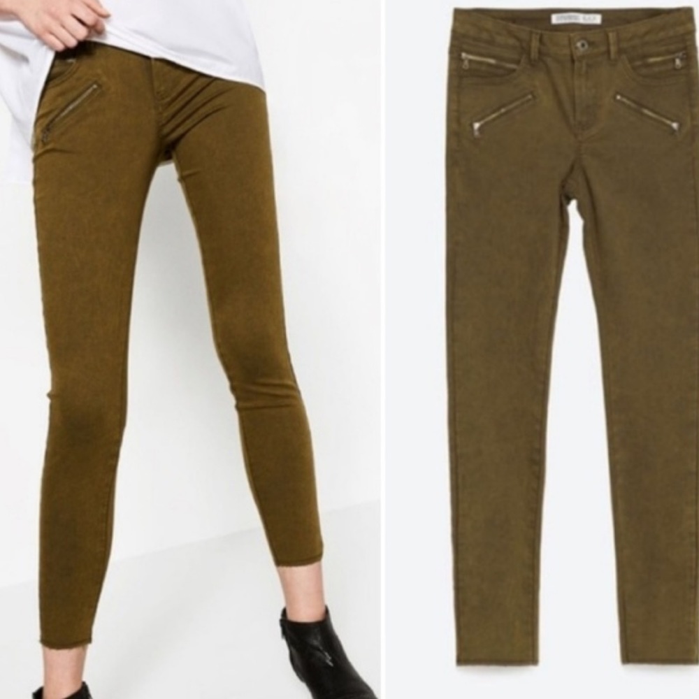 Zara Z1975 DENIM Biker Skinny‎ Trousers Size 6